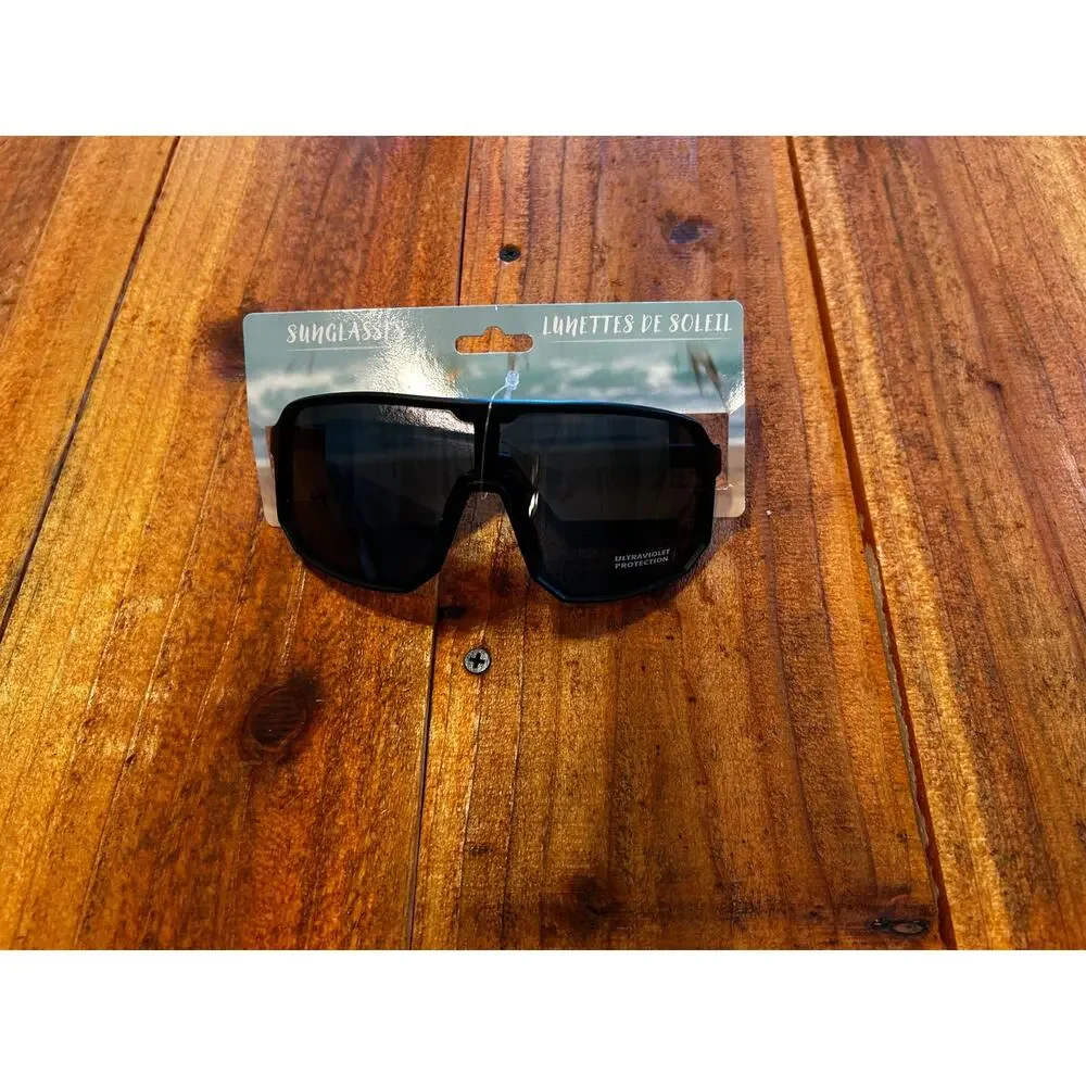 Men's Rubberized Plastic Shield Sunglasses - Matte Black